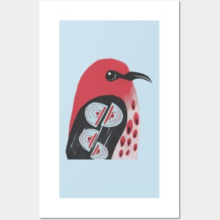 Native Birds of Australia Collage - Set 5 Scarlet Honeyeater Posters and Art